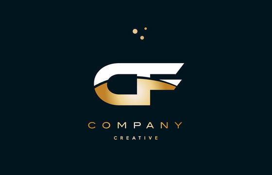 cf c f  white yellow gold golden luxury alphabet letter logo icon template