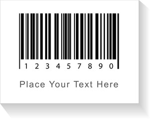 Bar code label with shadow and caption Place your text here. Vector illustration.