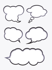 Set of five talking bubbles with inner shadow
