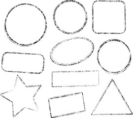 Set of ten grunge black vector templates for rubber stamps