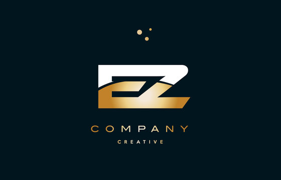 ez e z  white yellow gold golden luxury alphabet letter logo icon template