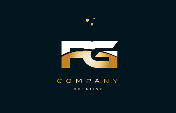 fg f g  white yellow gold golden luxury alphabet letter logo icon template