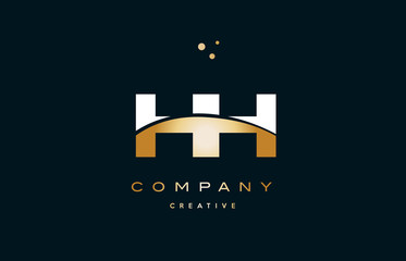 Naklejka premium hh h h white yellow gold golden luxury alphabet letter logo icon template