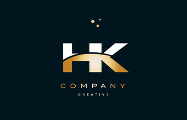 hk h k  white yellow gold golden luxury alphabet letter logo icon template