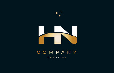 Naklejka premium hn h n white yellow gold golden luxury alphabet letter logo icon template