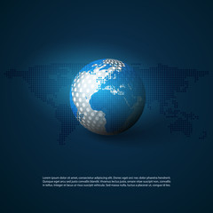 Networks Concept with World Map - Global Network Connections, Technology Concept Background, Creative Design Element Template