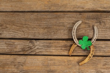 St Patrick's Day shamrock with two horseshoes