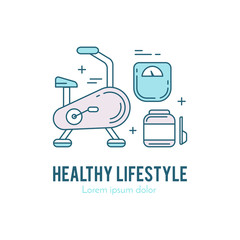 Healthy fitness lifestyle lineart concept