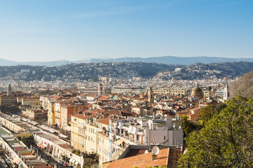 Fototapeta na wymiar Panorama of a sunny city.