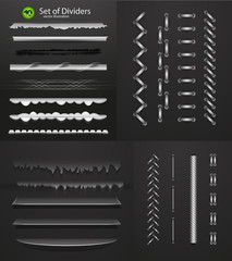 Obraz premium Mega collection of metal and glass dividers for dark background
