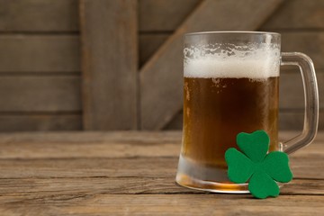 Mug of beer and shamrock for St Patricks Day