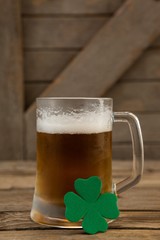 Mug of beer and shamrock for St Patricks Day