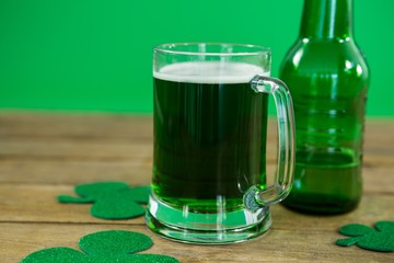 St Patricks Day green beer with shamrock