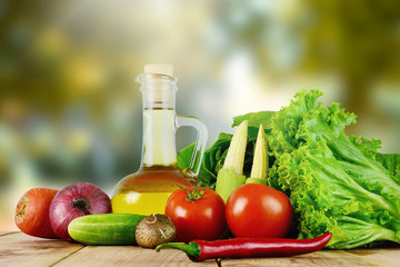 Vegetables and blurred background.