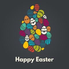 Happy Easter greeting card with egg on background.