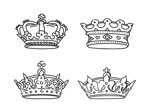 Set of stylized images of the crown. Vector icons