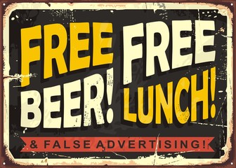 Retro funny sign layout with promotional message for restaurant, cafe bar or diner