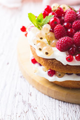 Homemade  layer cake with berries