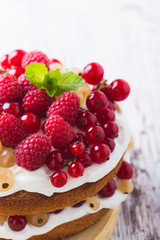 Homemade  layer cake with berries