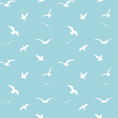 seamless vector pattern with silhouettes of the gulls