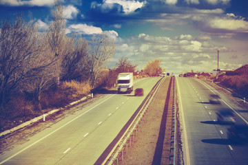 Fototapeta premium different cars in the highway in morning