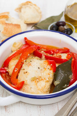 fish stew with red pepper in dish