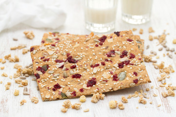 healthy toast with dry fruits and seeds