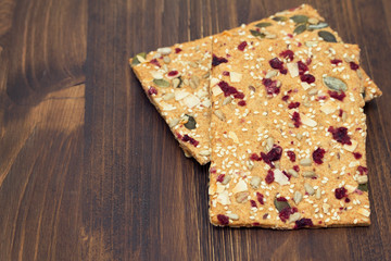 healthy toast with dry fruits and seeds