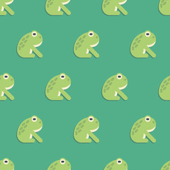 Seamless pattern with green frogs