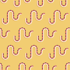 Seamless pattern with spotted red snakes