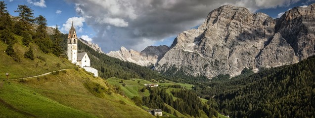 Little church of La Val, South Tyrol, Dolomites, Italy