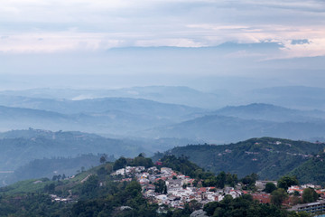 Fototapeta na wymiar Late afternoon view of the area outside of Manizales, Colombia.