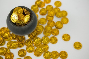 St. Patricks Day pot filled with chocolate gold coins