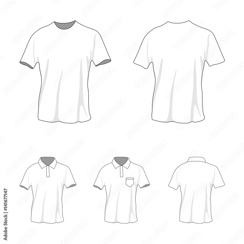 Wall mural t-shirt polo template set, front and back view - Wall murals