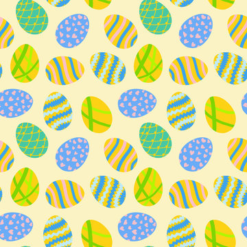 Background with different simlpe Easter eggs.