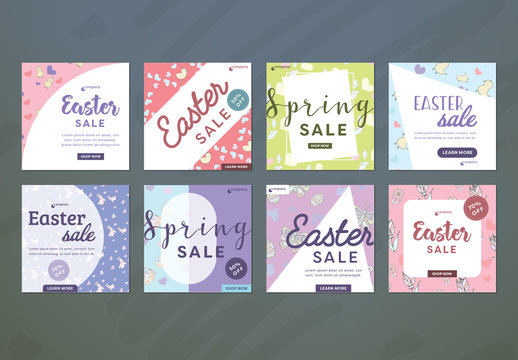 8 Square Easter Sale Ad Layouts for Social Media