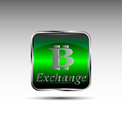 The vector button with bitcoin symbol