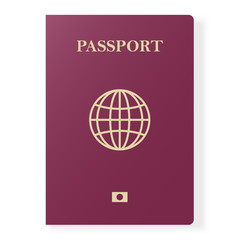 Red passport isolated on white. International identification document for travel. Vector illustration.