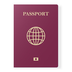 Red passport isolated on white. International identification document for travel. illustration.