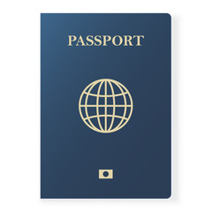 Blue passport isolated on white. International identification document for travel. illustration.