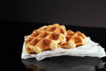 Belgian waffles with raspberries