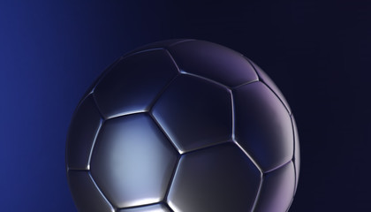 Silver soccer ball on various material and background, 3d rendering