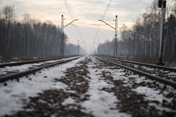 Two railway tracks with snow. © Daniel