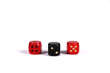 Three dice on white background