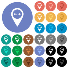 GPS map location distance round flat multi colored icons