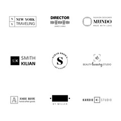 Minimal logo set with different black designs