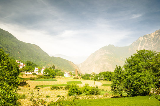 Tibetan village Zhonglu in China 