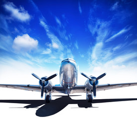 vintage aircraft against a blue sky