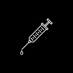 Syringe line icon, Anesthesia and medicine, injection sign vector graphics, a linear pattern on a black background, eps 10.