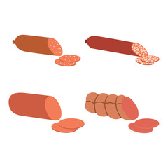 Meat products set of cartoon delicious barbecue kebab variety delicious gourmet meal and animal assortment slice lamb cooked vector illustration